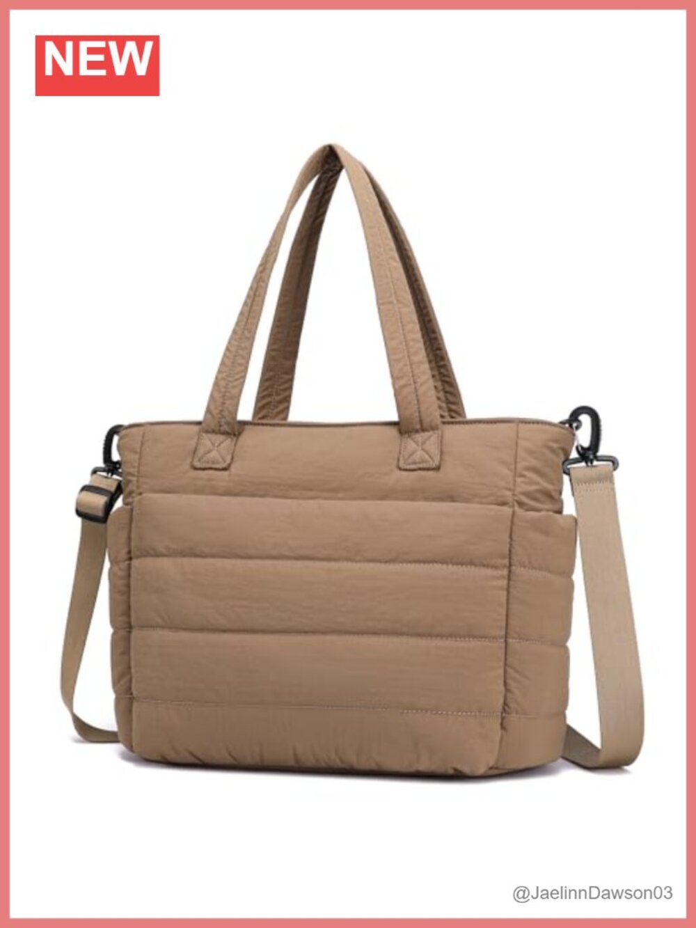 Puffer Tote Bag Quilted Taslan Laptop Work Tote Lightweight Women